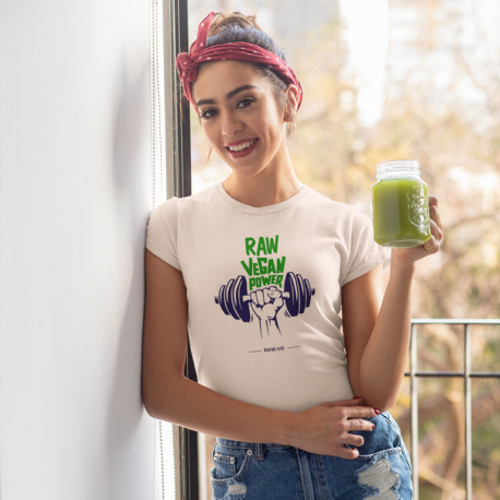 Raw Vegan Power Women’s Organic Cotton T-Shirt (Dark Design)