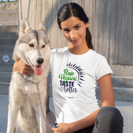 Raw Vegans Taste Better Women’s Organic Cotton T-Shirt (Dark Design)