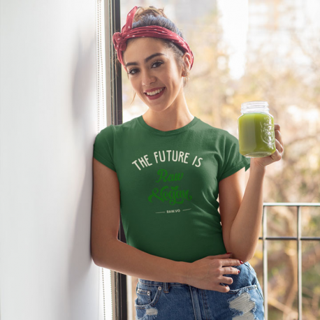 The Future Is Raw Vegan Women’s Organic Cotton T-Shirt (Light Design)