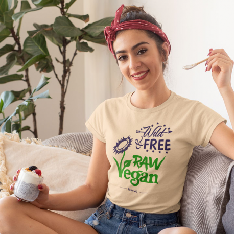Wild & Free Raw Vegan V1 Women’s Organic Cotton T-Shirt (Dark Design)
