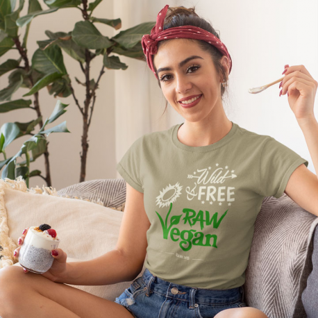 Wild & Free Raw Vegan V1 Women’s Organic Cotton T-Shirt (Light Design)