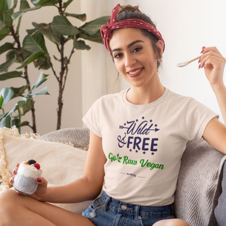 Wild & Free Raw Vegan V2 Women’s Organic Cotton T-Shirt (Dark Design)
