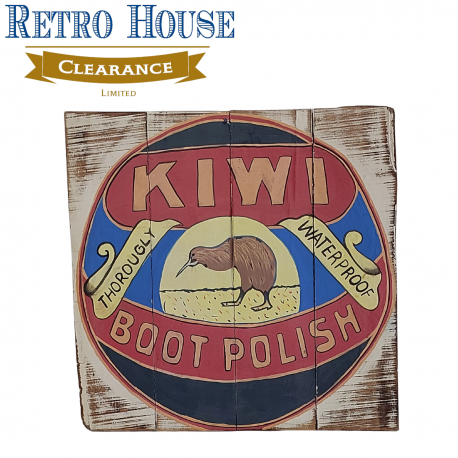 Retro Kiwi Boot Polish Logo painted on wood