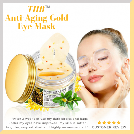 THB Osmanthus Hydrating Gold eye mask for relieving eye fatigue and puffiness around the eye.