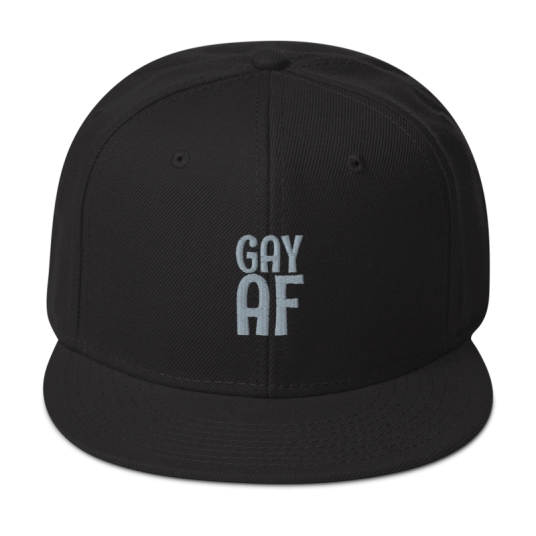 GAY AF Gray Embroidery On Flat Bill Snapback Hat