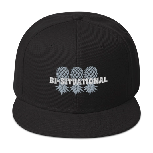 Bi-Situational 3 White/Gray Upside Down Pineapple Embroidery On Structured Flat Bill Snapback Hat