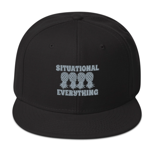 Situational Everything 4 Gray Upside Down Pineapples Embroidery On Structured Flat Bill Snapback Hat