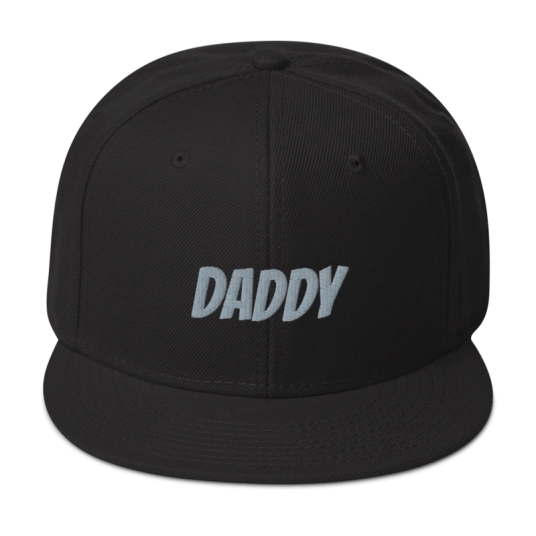 Daddy Gray Embroidery On Structured Flat Bill Snapback Hat