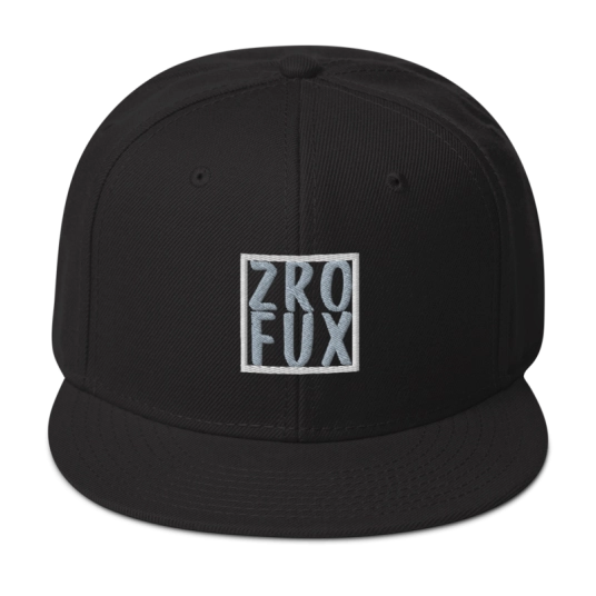 ZRO FUX White/Gray Embroidery On Structured Flat Bill Snapback Hat
