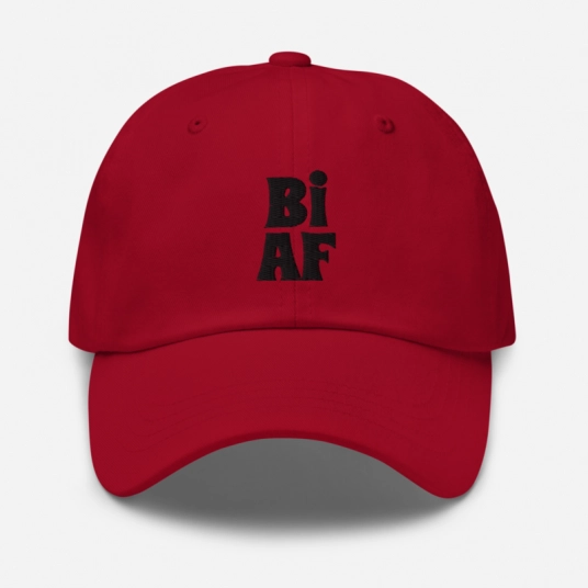Bi AF Black Embroidery On Buckle Back Classic Dad Hat