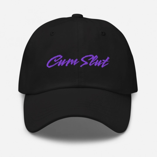 Cum Slut Purple Embroidery On Buckle Back Classic Dad Hat
