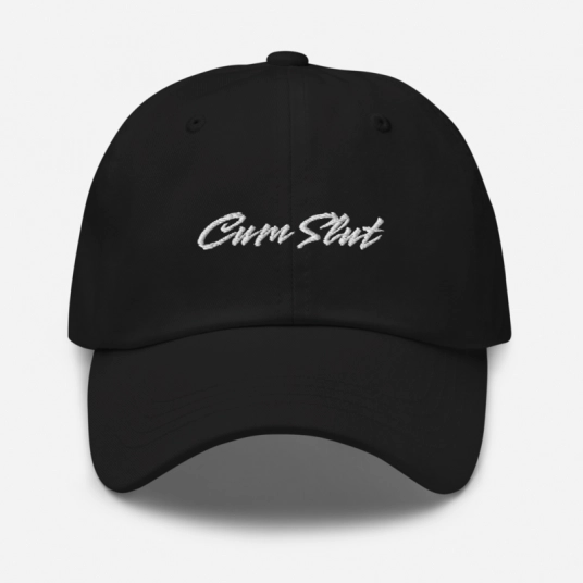 Cum Slut White Embroidery On Buckle Back Classic Dad Hat