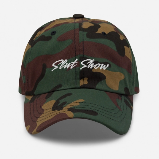 Slut Show White Embroidery On Buckle Back Classic Dad Hat