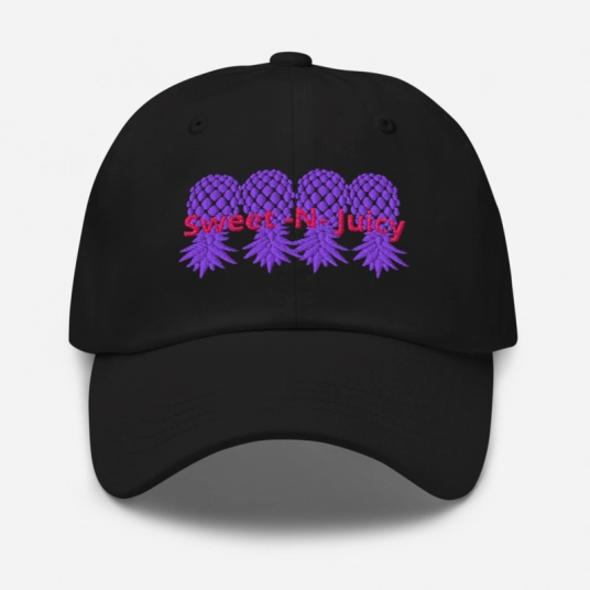 Sweet N Juicy 4 Purple/Pink Upside Down Pineapple Embroidery On Buckle Back Classic Dad Hat