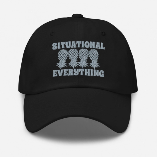 Situational Everything 4 Gray Upside Down Pineapples Embroidery On Buckle Back Classic Dad Hat