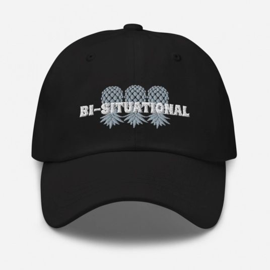 Bi-Situational 3 Gray/White Upside Down Pineapples Embroidery On Buckle Back Classic Dad Hat