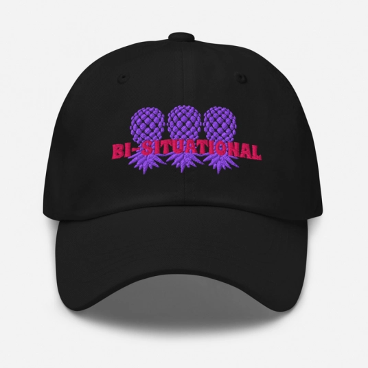 Bi-Situational 3 Purple/Pink Upside Down Pineapples Embroidery On Buckle Back Classic Dad Hat