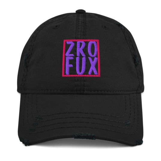 ZRO FUX Purple/Pink Embroidery on Unstructured Distressed Dad Hat With Hook and Loop Closure