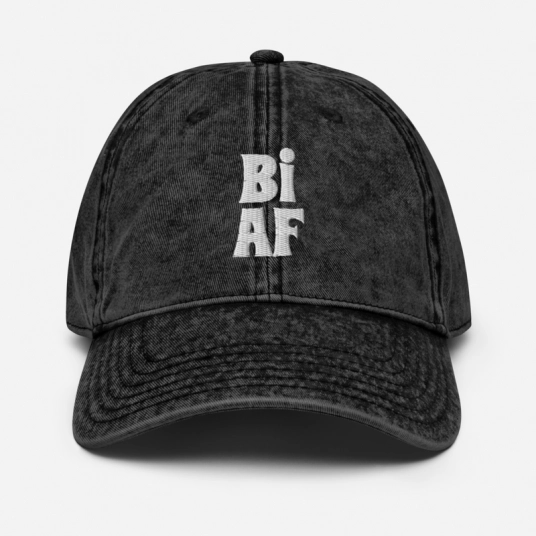Bi AF White Embroidery On Vintage Cotton Twill Hat