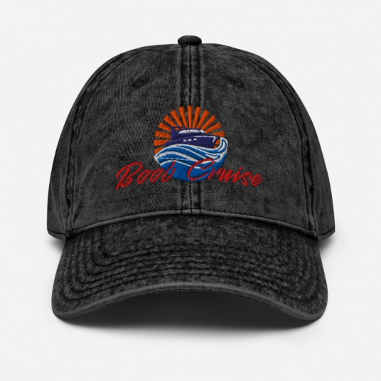 Boob Cruise Orange/Blue Embroidery on Unstructured Vintage Cotton Twill Cap