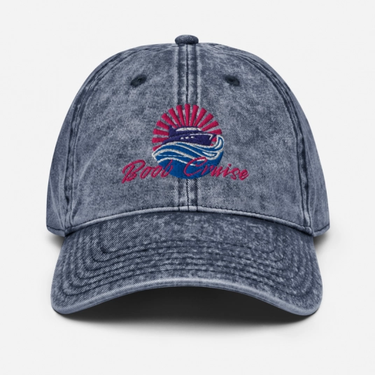 Boob Cruise Pink/Blue Embroidery on Unstructured Vintage Cotton Twill Cap