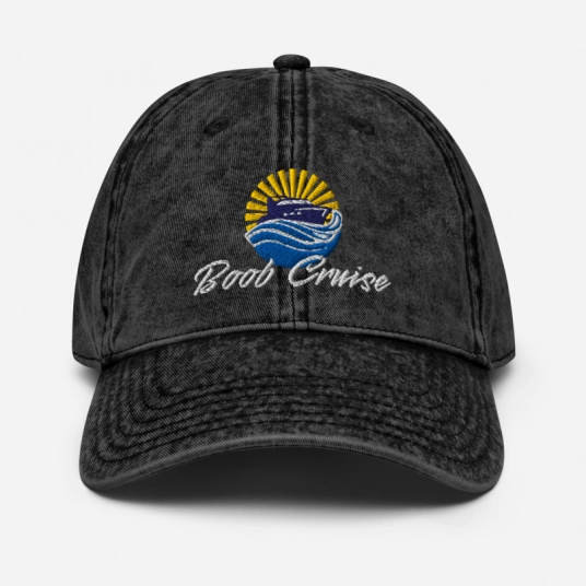 Boob Cruise White/Yellow/Blue Embroidery on Unstructured Vintage Cotton Twill Cap