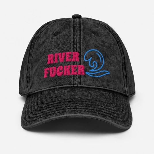 River Fucker Pink/Purple Embroidery on Unstructured Vintage Cotton Twill Cap