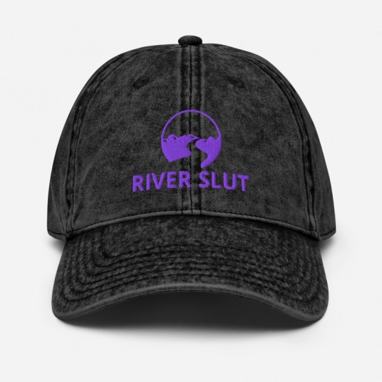 River Slut Purple Embroidery on Buckle Back Unstructured Vintage Hat