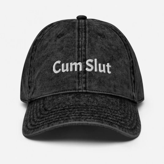 Cum Slut White Embroidery On Buckle Back Unstructured Vintage Hat