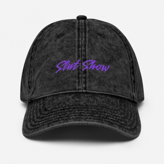 Slut Show Purple Embroidery On Buckle Back Unstructured Vintage Hat