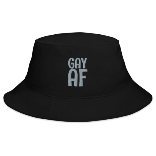 GAY AF White Embroidery On Bucket Hat