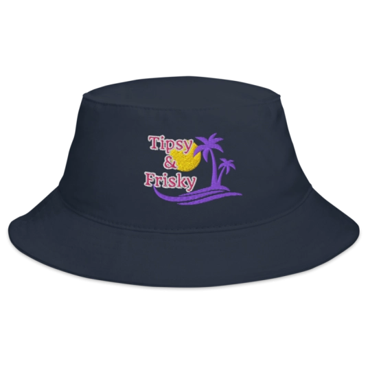 Tipsy and Frisky Pink/Purple Embroidery On Bucket Hat