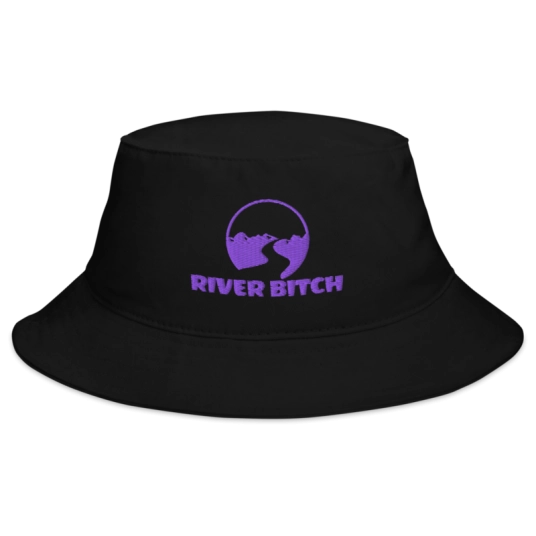 River Bitch Purple Embroidery on Bucket Hat