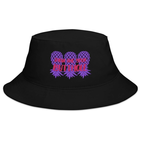 Show Me Your Butthole Pink/Purple Upside Down Pineapple Embroidery On Bucket Hat