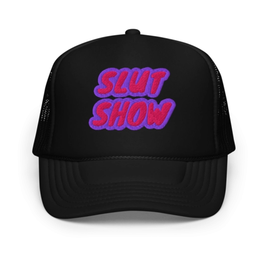 Slut Show Pink/Purple Embroidery On Foam Trucker Hat