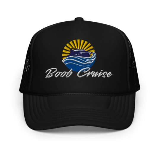 Boob Cruise White/Yellow/Blue Embroidery On Foam Trucker Hat