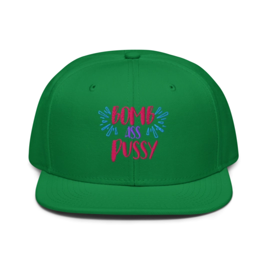 Bomb Ass Pussy Pink/Purple/Blue Embroidery On Flat Bill Snapback Hat