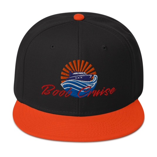 Boob Cruise Orange/Blue Embroidery On Flat Bill Snapback Hat