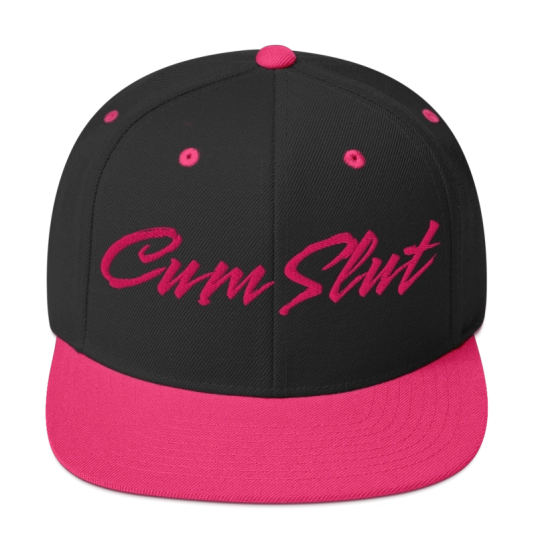 Cum Slut Pink Embroidery On Flat Bill Snapback Hat