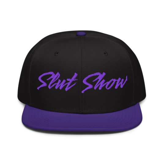 Slut Show Purple Embroidery On Flat Bill Snapback Hat