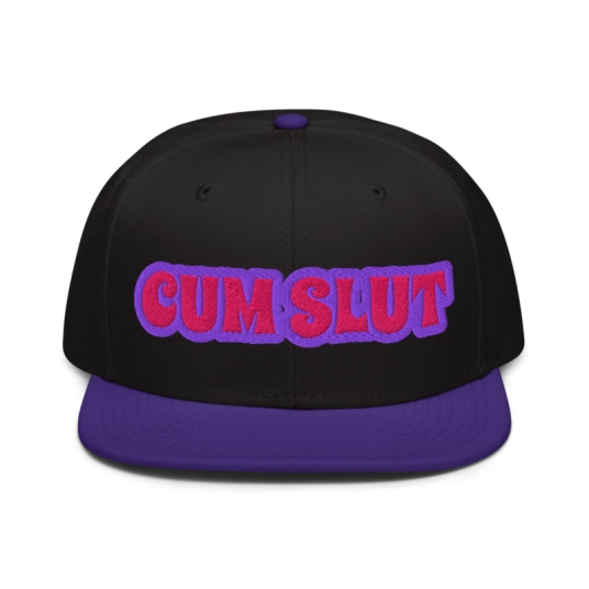 Cum Slut Pink/Purple Embroidery On Flat Bill Snapback Hat