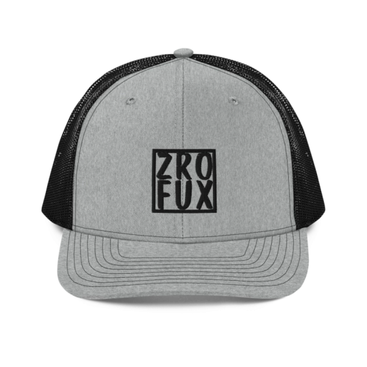 ZRO FUX Black Embroidery On Heather Gray/Black Richardson Trucker Hat