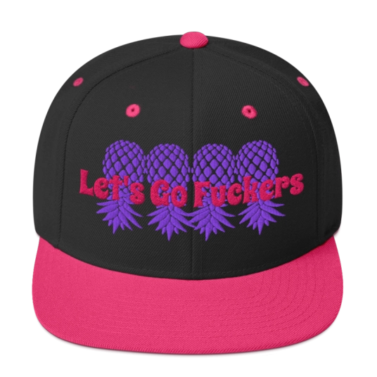 Let's Go Fuckers Pink Embroidery On Flat Bill Snapback Hat