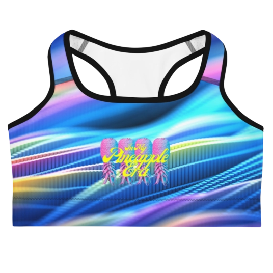 In My Pineapple Era Yellow/Blue Rainbow Sports Bra