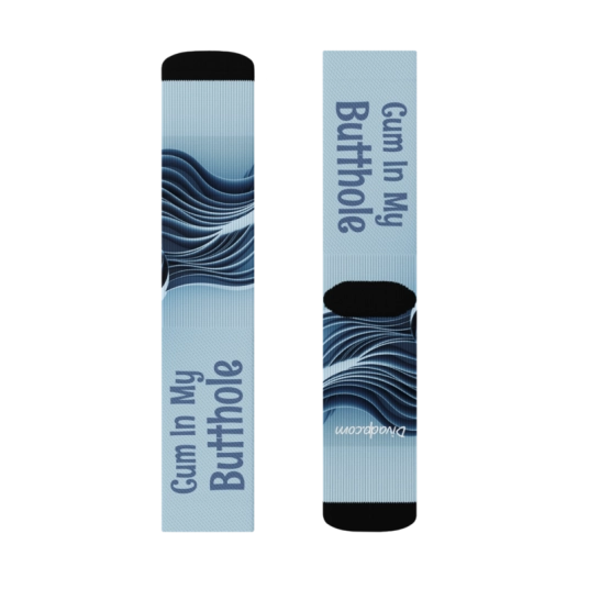 Cum In My Butthole Light Blue/Navy On Unisex Crew Socks