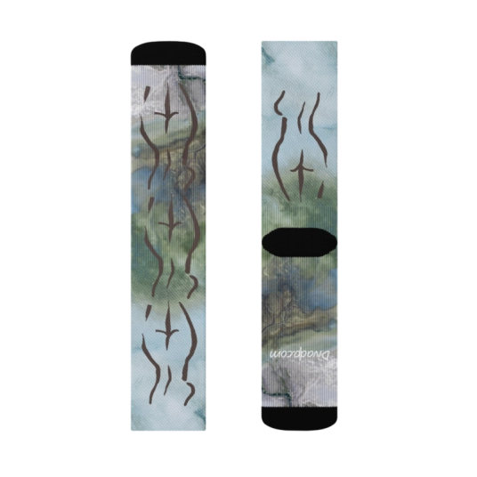 Female Figure Blue/Green/Brown  Unisex Crew Socks