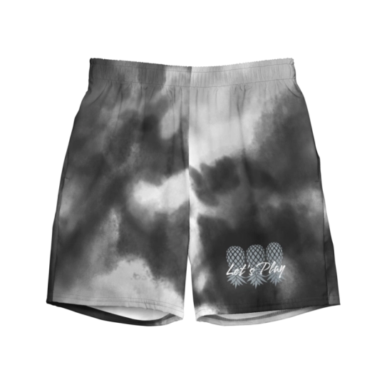 Let's Play Gray/White Upside Down Pineapples On Swim Trunks