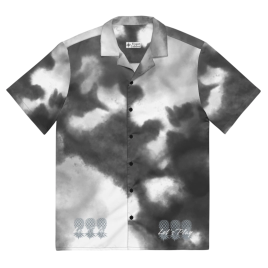 Let's Play Gray/White Upside Down Pineapples On Unisex Button Shirt