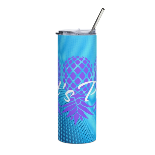 Let's Play Purple/White Upside Down Pineapples On Stainless Steel Tumbler