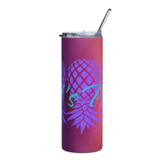 Let's Play Purple/Blue Upside Down Pineapples On Stainless Steel Tumbler